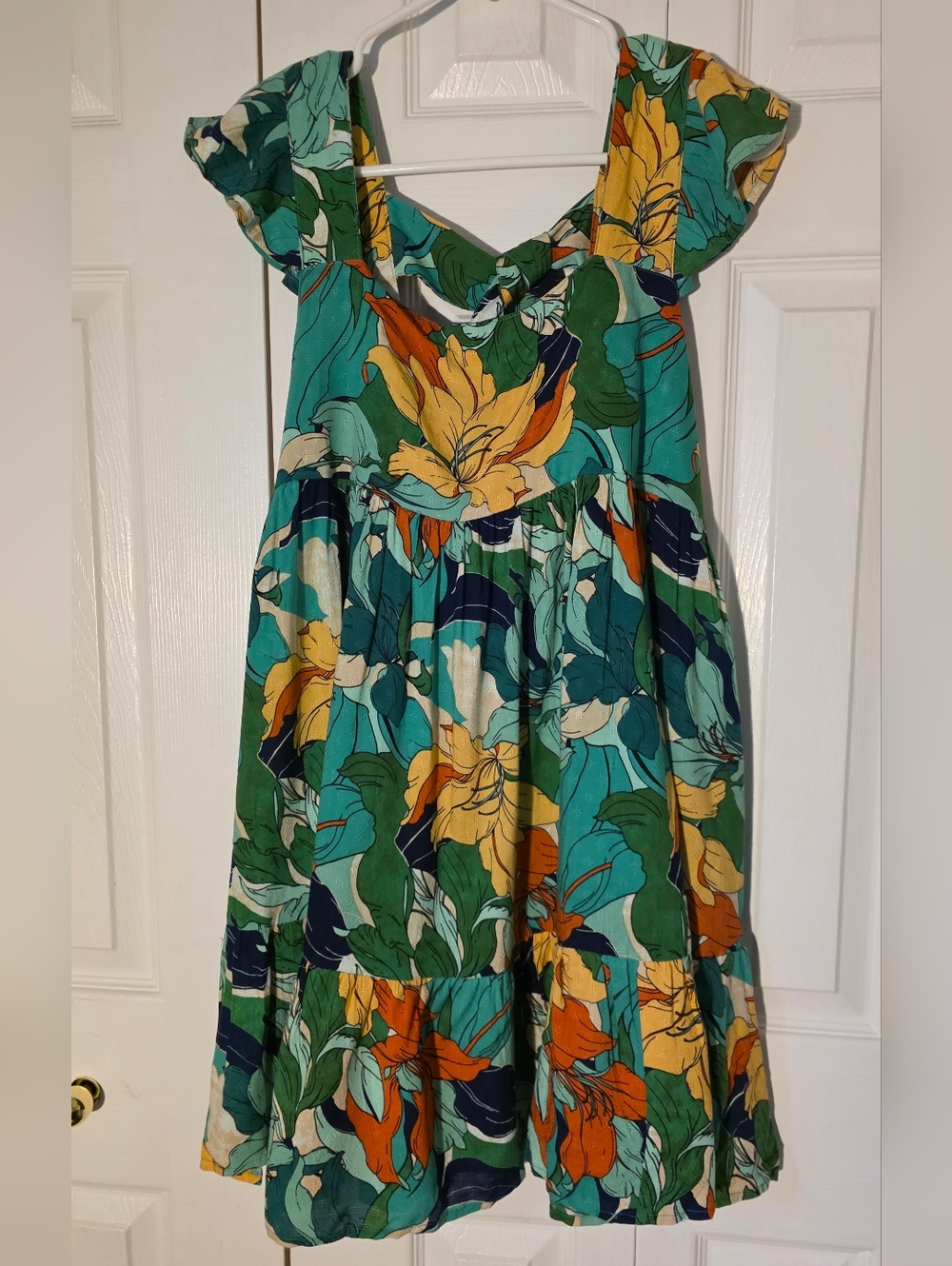 Band Of The Free Viscise Green Floral Square-Neck Mini Dress Size M - Picture 8 of 12